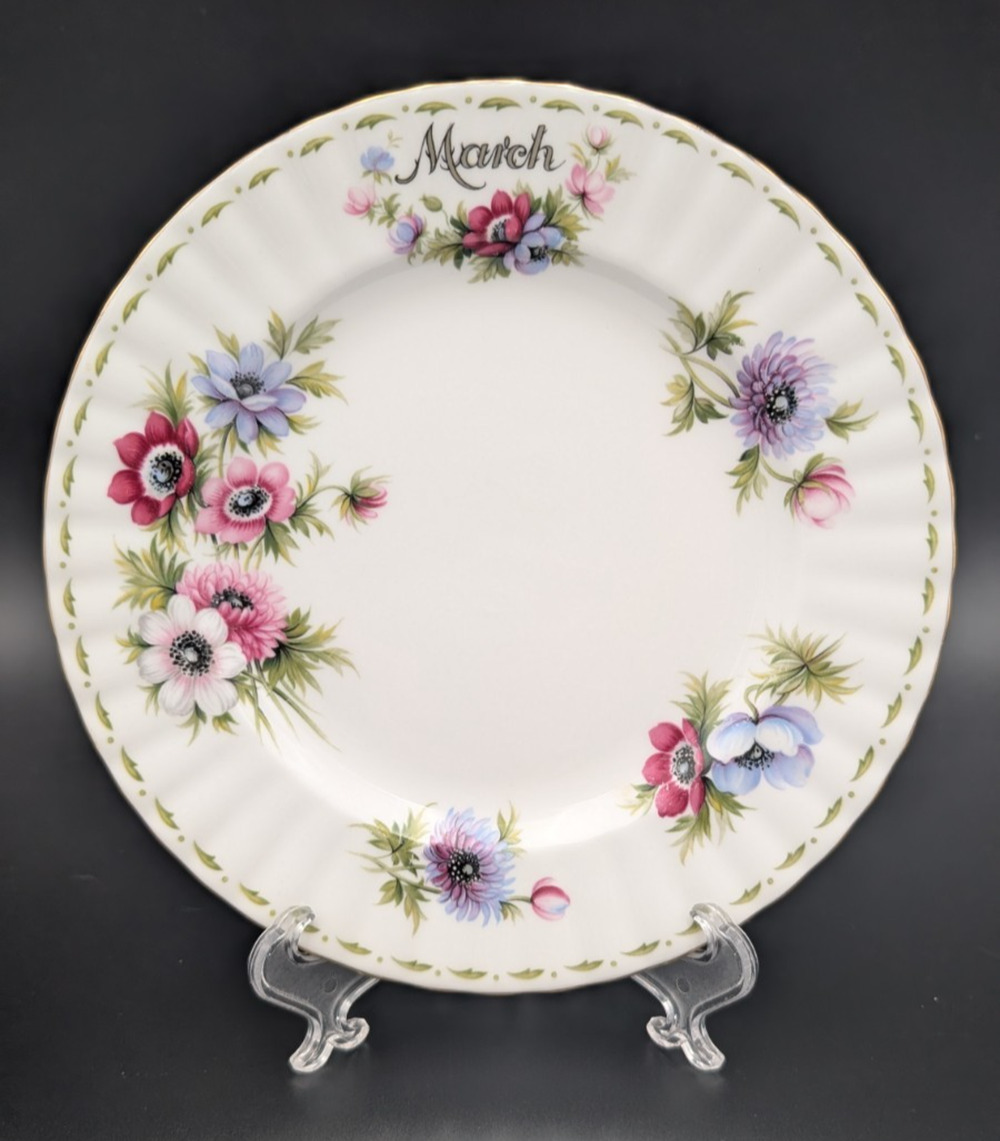 Royal Albert March Anemones Flower Of The Month Series 8" Plate VTG 1970 England